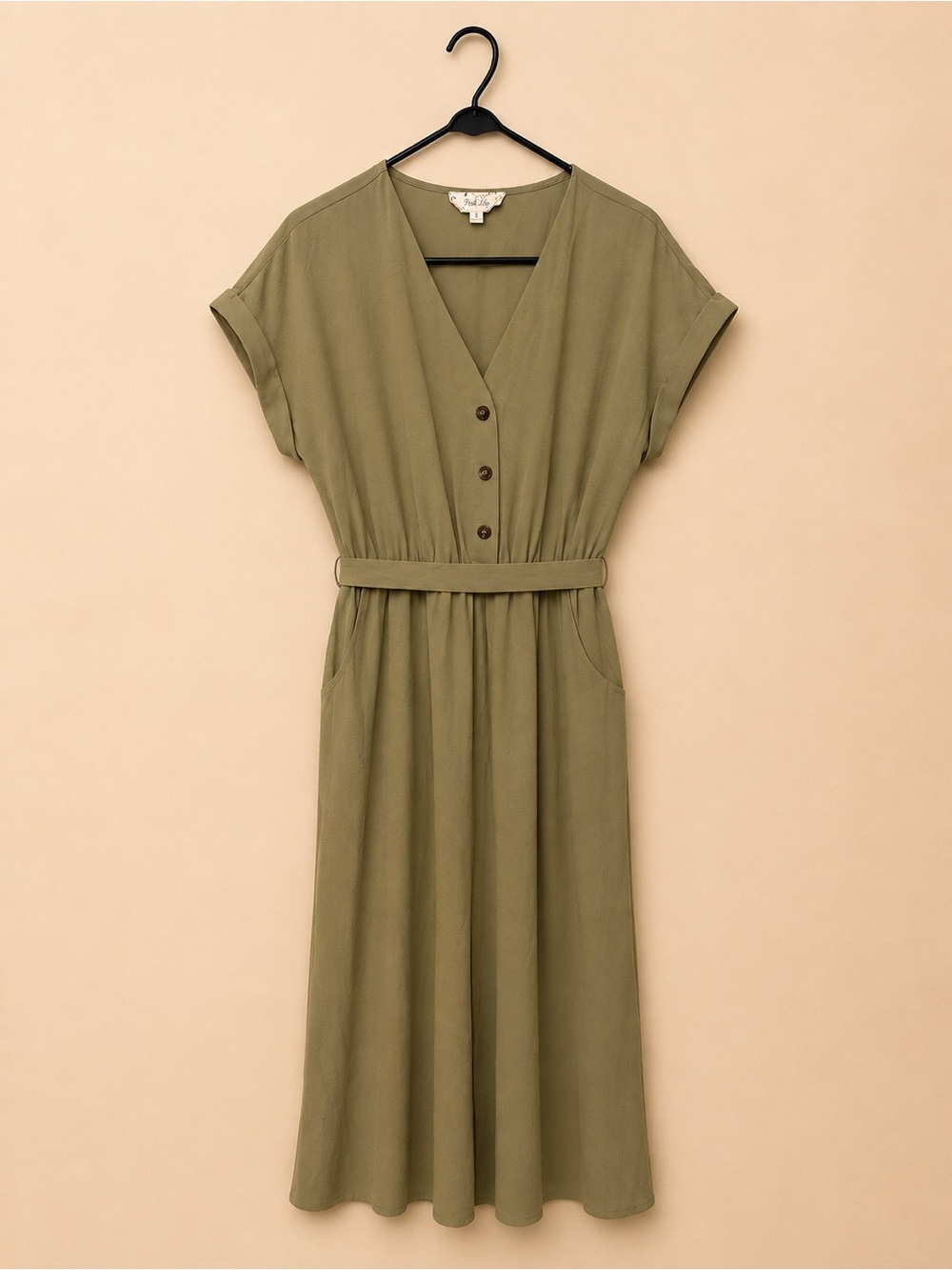 Pink Rose Olive Green V-Neck Jumpsuit